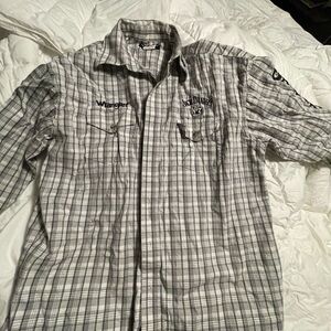 Jack Daniel's Wrangler Black and White Plaid Casual Shirt